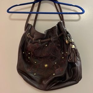Brown/wine leather shoulder bag